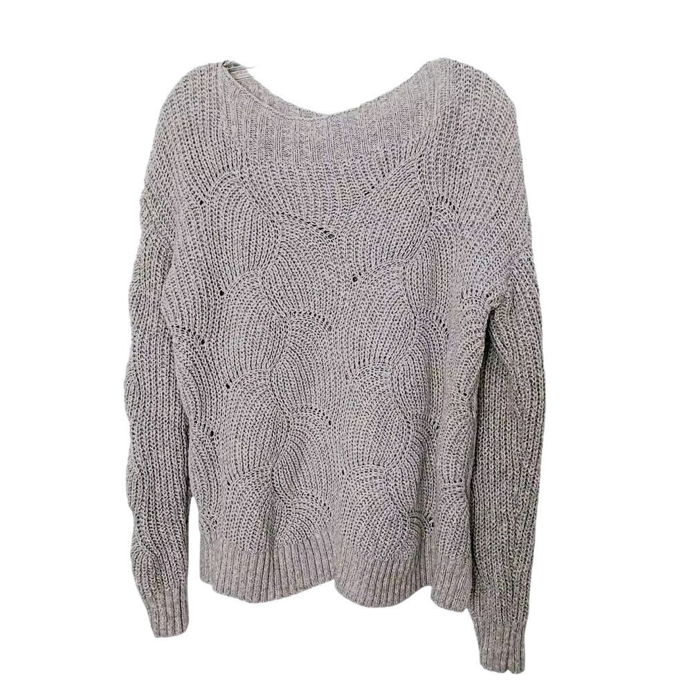 Yarn & Sea Sweater Sz M GRAY Textured Scalloped Traditional Preppy VNTG Y2K Boho